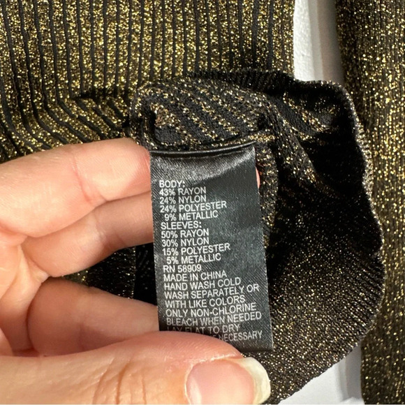 Antonio Melani black and gold metallic knit turtleneck sweater size small NWT - Picture 8 of 8